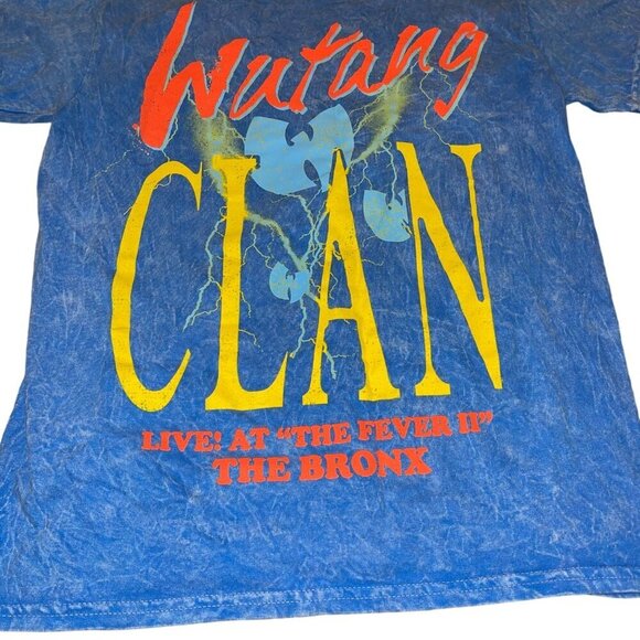 Wu Tang Clan Mens Tee Shirt Size Medium Blue Acid Wash Pure Cotton New - Picture 2 of 8
